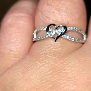 925 sterling silver diamond heart infinity ring sz 8